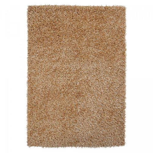 Tapis Shaggy 140x200 Rectangle Fait Main Marron Et Beige Motif Uni Kotira