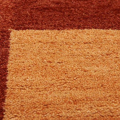 Tapis Shaggy 70x140 Rectangle Fait Main Orange Et Rouge En Laine Motif Damier