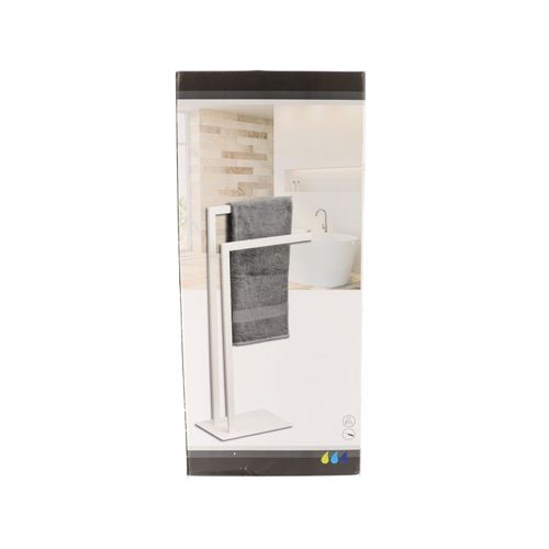 Porte-serviettes 2 Barres En Métal Blanc Mat H 81 Cm