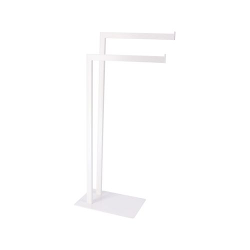 Porte-serviettes 2 Barres En Métal Blanc Mat H 81 Cm