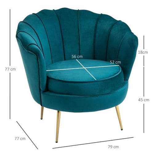 Fauteuil Coquillage Arielle Bleu Canard