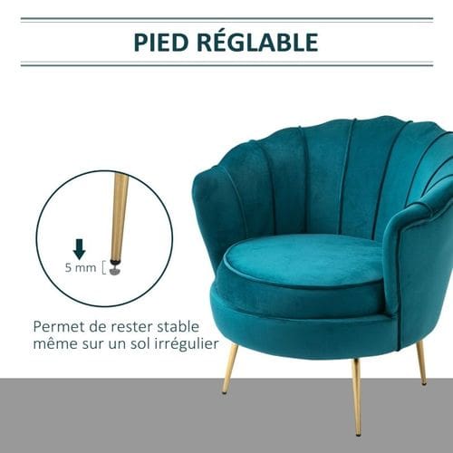 Fauteuil Coquillage Arielle Bleu Canard