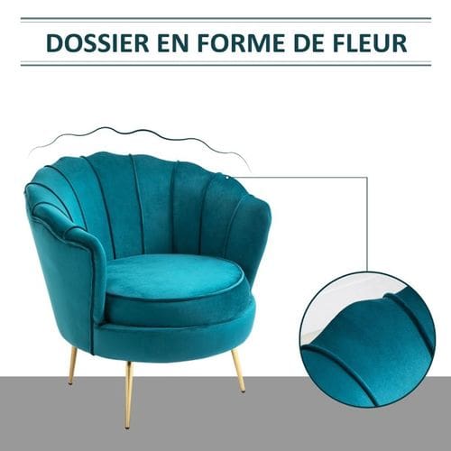 Fauteuil Coquillage Arielle Bleu Canard