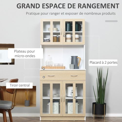 Armoire De Cuisine Multi-rangement Margot Aspect Chêne Clair