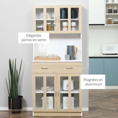 Armoire De Cuisine Multi-rangement Margot Aspect Chêne Clair