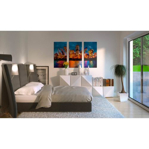 Tableau Ville Folle 120 X 80 Cm Bleu