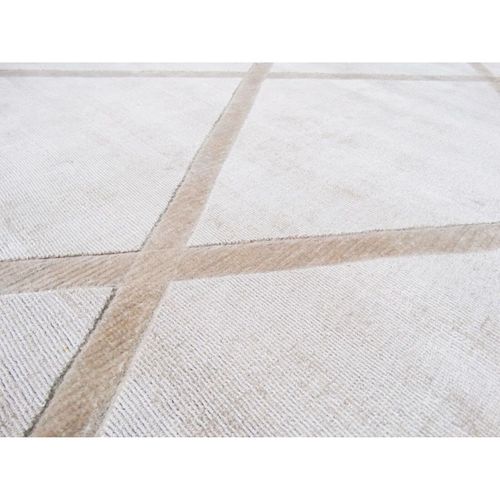 Tapis Fait Main Luxe 210 Ivory Taupe 80 X 150 Cm Beige