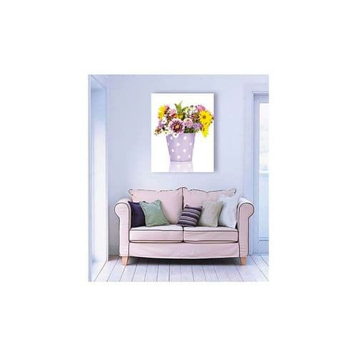 Tableau Bois Fleurs Dans Un Vase 70 X 100 Cm Violet