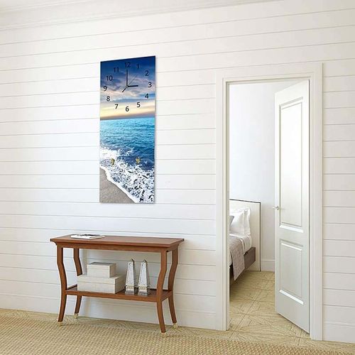 Horloge Plage Sereine Et Élégante - Décor Visuel Apaisant 25 X 65 Cm Bleu