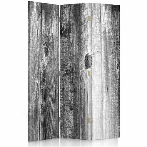 Paravent Rustique Élégant En Bois - 2/3 Volets Design 110 X 150 Cm - 1 Face Déco Gris