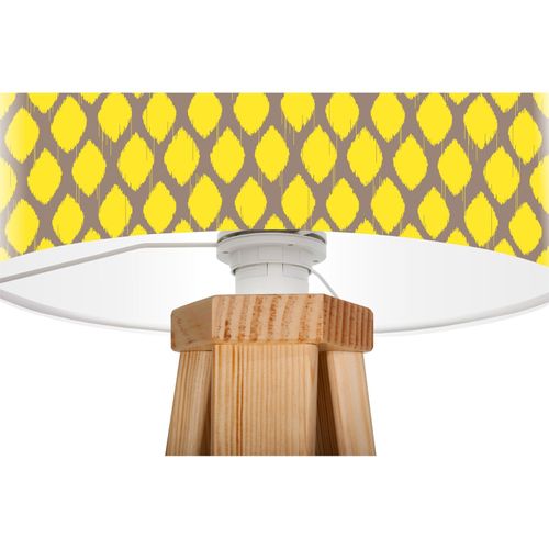 Lampe De Chevet Bois Jaune 30x30x45cm