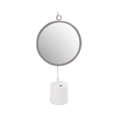 Miroir De Table Rond Blanc, Argent 13x30x65cm