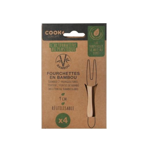 Lot De 4 Fourchettes 2 Dents "eco" 9cm Naturel