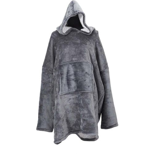 Plaid Sweat à Capuche "confort Sherpa" 85x118cm Gris