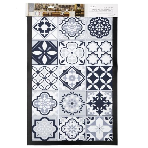 Tapis Déco à Motifs "carreaux Ciment" 40x60cm Gris