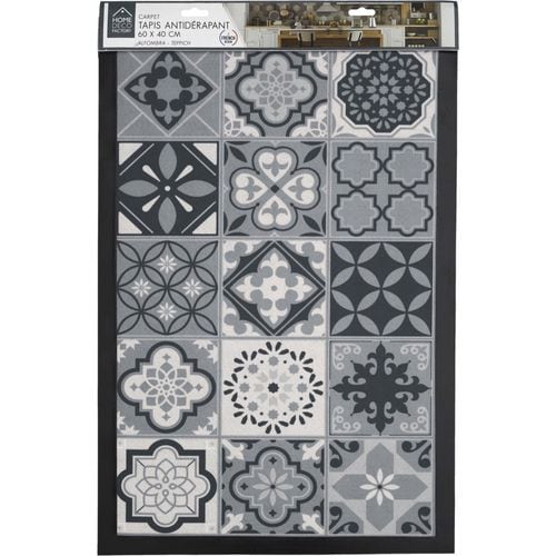 Tapis Déco à Motifs "carreaux Ciment" 40x60cm Gris