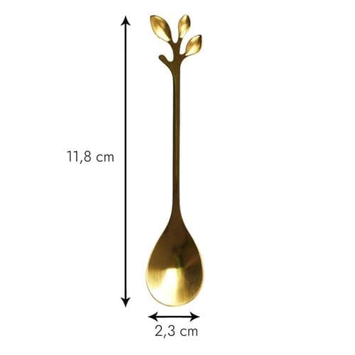 Lot De 4 Cuillères à Café "feuille" 11cm Or