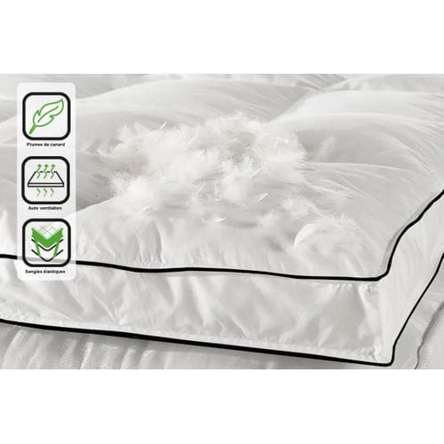 Surmatelas Plumes Luxe 140 x 190 cm - 100% plumes de canard pour confort inégal