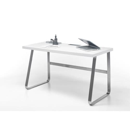 Bureau Blanc Mat Avec Piètement En Acier - L140 X H75 X P60 Cm