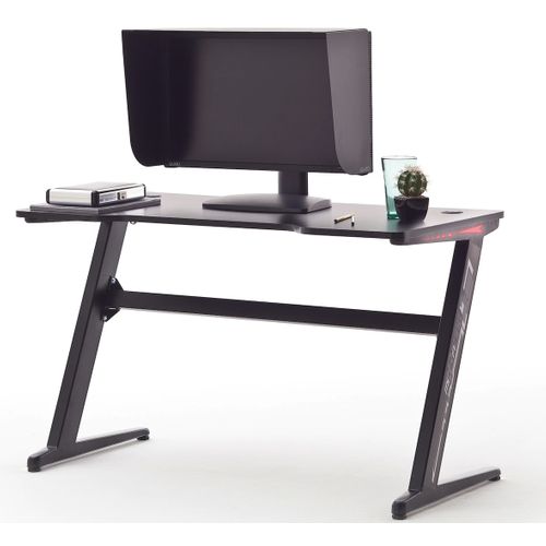 Bureau D'ordinateur / Table De Jeu Aspect Carbone En Métal + LED - L. 120 X H. 73 X P. 60 Cm