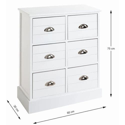 Commode En Bois Massif Et Mdf Laqué Blanc - Longueur 60 X Hauteur 75 X Profondeur 30 Cm