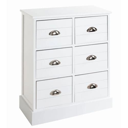 Commode En Bois Massif Et Mdf Laqué Blanc - Longueur 60 X Hauteur 75 X Profondeur 30 Cm