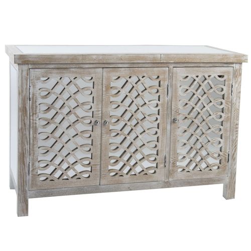 Buffet Meuble De Rangement En Bois Coloris Naturel Aspect Vintage - L. 120 X H. 81 X P. 40 cm