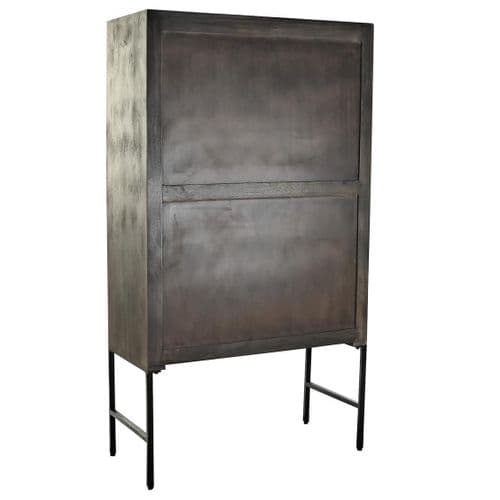 Buffet Haut Meuble De Rangement En Bois De Manguier Marron Et Rotin Naturel