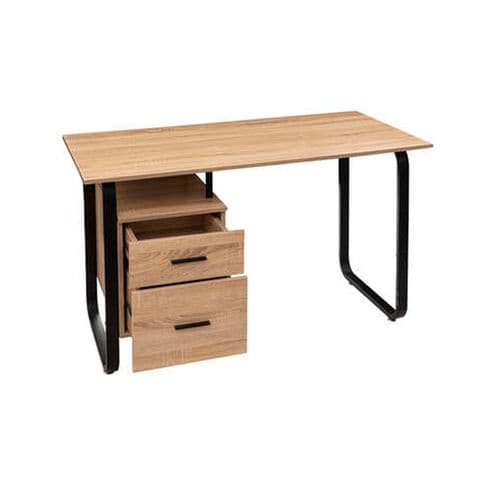 Bureau En Bois Et Métal Coloris Naturel - Longueur 120 X Profondeur 60 X Hauteur 75 Cm