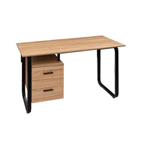 Bureau En Bois Et Métal Coloris Naturel - Longueur 120 X Profondeur 60 X Hauteur 75 Cm