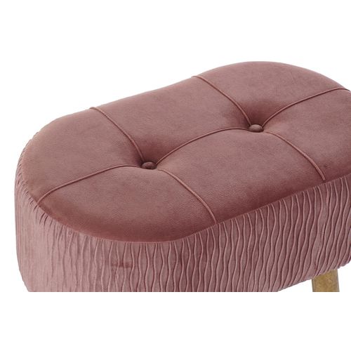 Banquette En Bois Et Velours Rose - Longueur 60 X Profondeur 35 X Hauteur 36 Cm