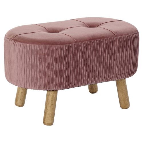 Banquette En Bois Et Velours Rose - Longueur 60 X Profondeur 35 X Hauteur 36 Cm