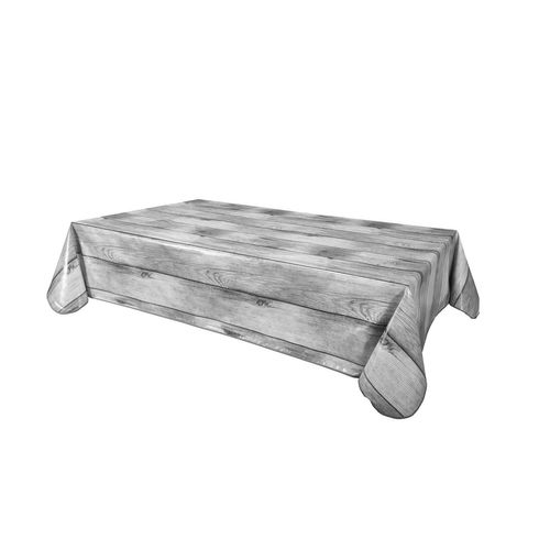 Nappe En Toile Cirée Rectangulaire Effet Bois Planche - L. 140 X L. 200 Cm - Gris