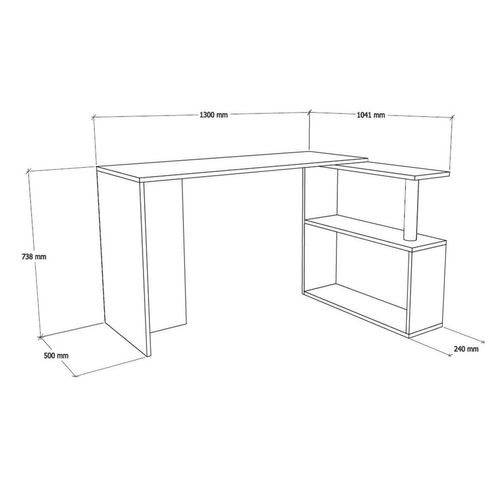 Bureau En Forme De L Avec Étagères De Rangement L.130 Cm - Marron