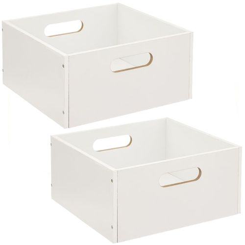 Lot De 2 Boîtes De Rangement Carrée En Mdf - L. 31 X H. 15 Cm - Blanc