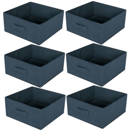 Lot De 6 Boites De Rangement Pliables En Polypropylène Avec Poignée - 30x30x15cm - Bleu Pétrole