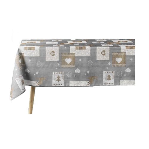 Nappe Rectangulaire Antitache Et Infroissable Imprimé Cœurs - L. 150 X L. 300 Cm - Gris