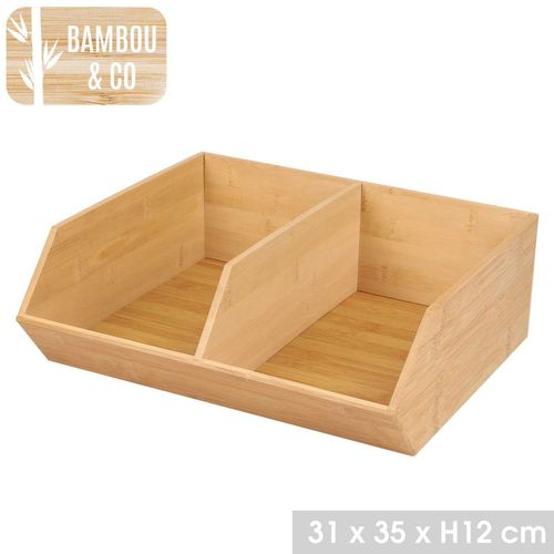 Organisateur Empilable Double En Bambou - L. 31 X L. 35 X H. 12 Cm