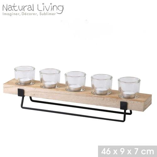 Bougeoir Avec Support En Bois Et Pied Métal Natural Living - Noir