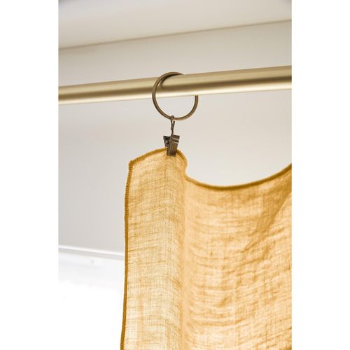 Rideau Ajustable + 8 Anneaux Pince 140 X 270 Cm Lin Lavé Français Luxe Soline Jaune