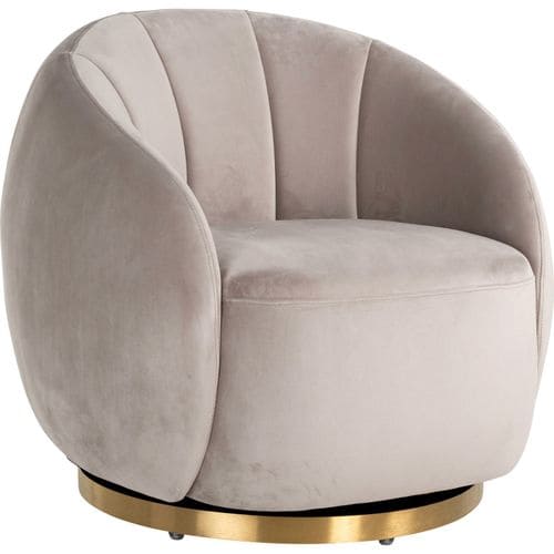 Fauteuil Pivotant Jago En Velours 80 x 80 x 75 cm - Beige