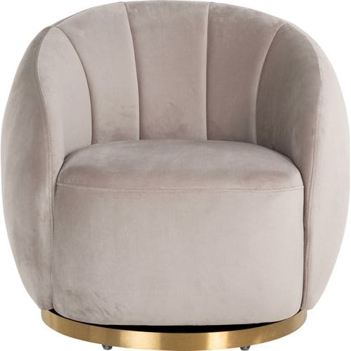 Fauteuil Pivotant Jago En Velours 80 x 80 x 75 cm - Beige