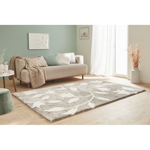 Tapis Tissé Intérieur Oslo Feuille 200 X 290 Cm Gris