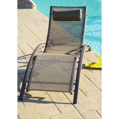 Lot De 2 Bains De Soleil En Aluminium Et Toile Plastifiée Cappuccino - Cl76