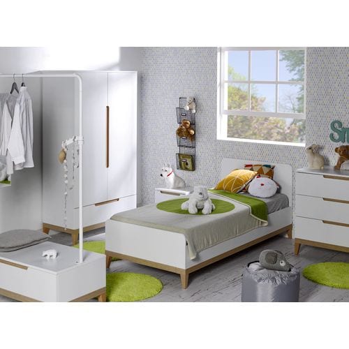 Lit Enfant 90x200 Volt Blanc et Hêtre