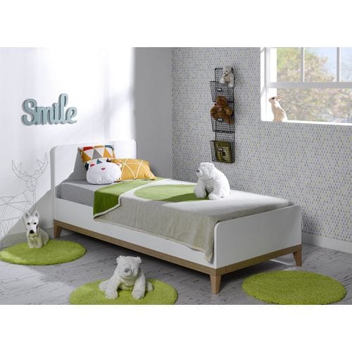 Lit Enfant 90x200 Volt Blanc et Hêtre