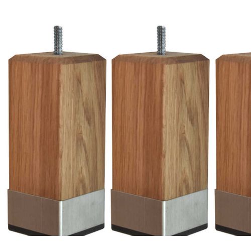 Pied Carré Chêne Massif Et Inox (lot De 4)