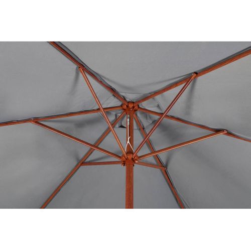 Parasol Jardin Droit Alu Finition Bois "luz" - Rond - Ø 3m - Gris