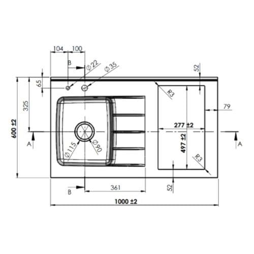 Plan De Travail Monobloc Planiquartz Avec Évier à Gauche - 100 Cm Cromo