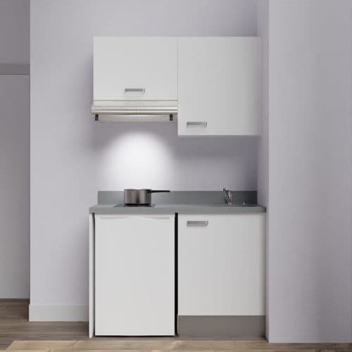 Kitchenette K01l - 120 Cm - Blanc - Cromo - Évier à Droite